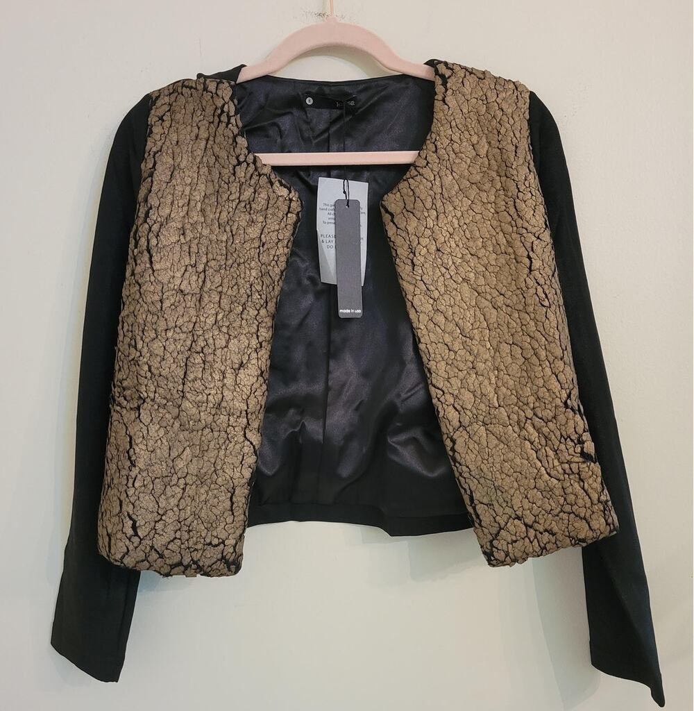 NWT Revolve Krisa Faux Shearling Gold/Black Jacket S